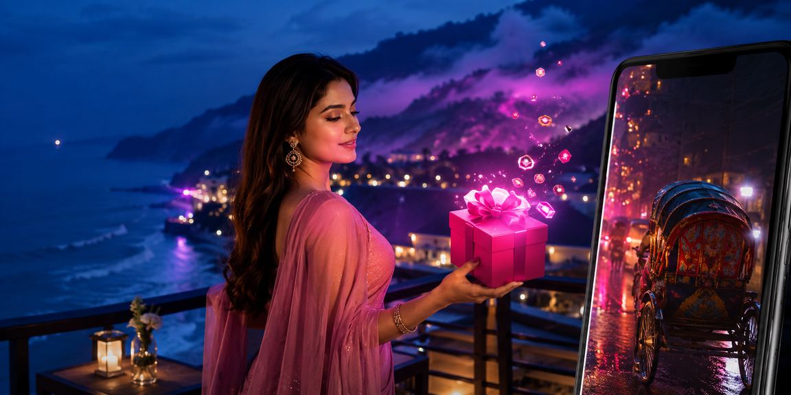 ঢাকায় সমুদ্র সৈকতের পরিবেশে মোবাইলে hot 50 জ্যাকপট উপভোগ করছেন একজন ব্যবহারকারী