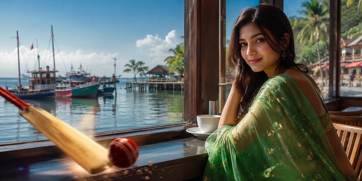 সেন্ট মার্টিনে শাড়ি পরে মোবাইলে hot 50 ক্রিকেট বেটিং করছেন একজন নারী গেমার